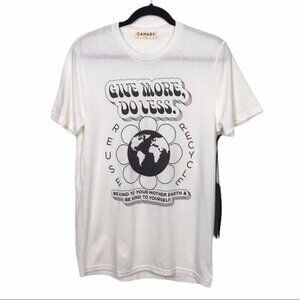 Canary White Ivory Give More Do Less Short Sleeve T Shirt Tee NWT Small